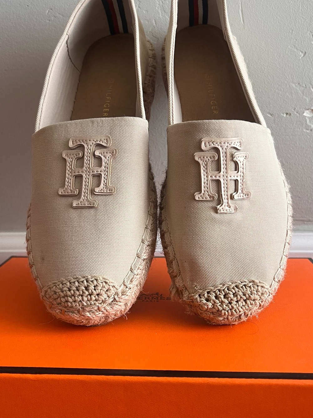 Tommy Hilfiger Cream Canvas Espadrilles with TH Logo